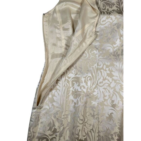 Banana Republic Sz 6 Sleeveless Gold Floral Silk Chiffon Dress Sequin Collar - Picture 7 of 11